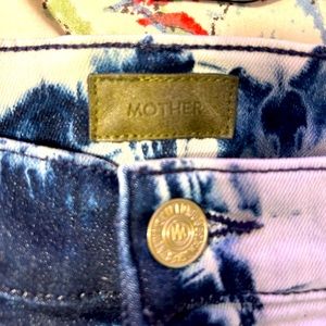 Blue tye dye jeans by Mother